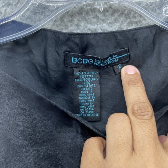 Vintage 90s Y2K BCBG Top S Black Embroidered Flowers Goth Grunge Sheer Square - Picture 6 of 10